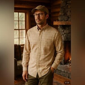 Orvis Charles F Orvis Signature Collection Plaid w/ pocket Cotton Shirt Men’s L